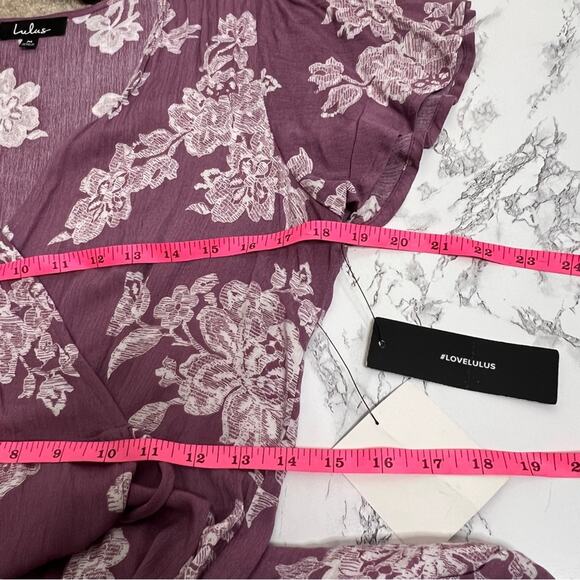 NWT Lulu’s Heart of Marigold Dusty Lavender Floral Print Wrap Maxi Dress Sz M - Picture 8 of 9